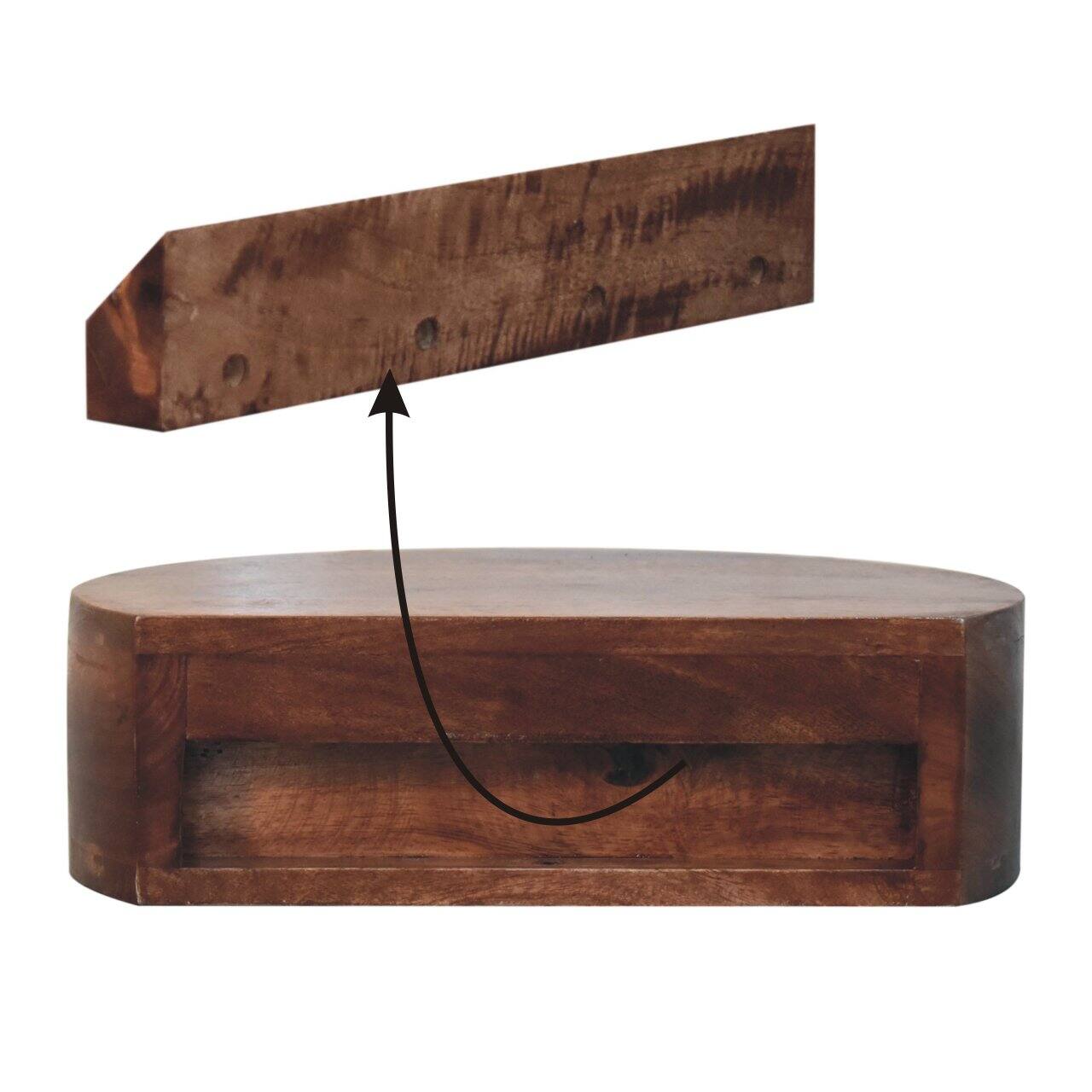 Alt View 5. Artisan Furniture - Artisan Furniture Solid Wood Honey Caramel Wall Mounted Rounded Bedside, 1 Drawer, Dark Brown - Caramel.