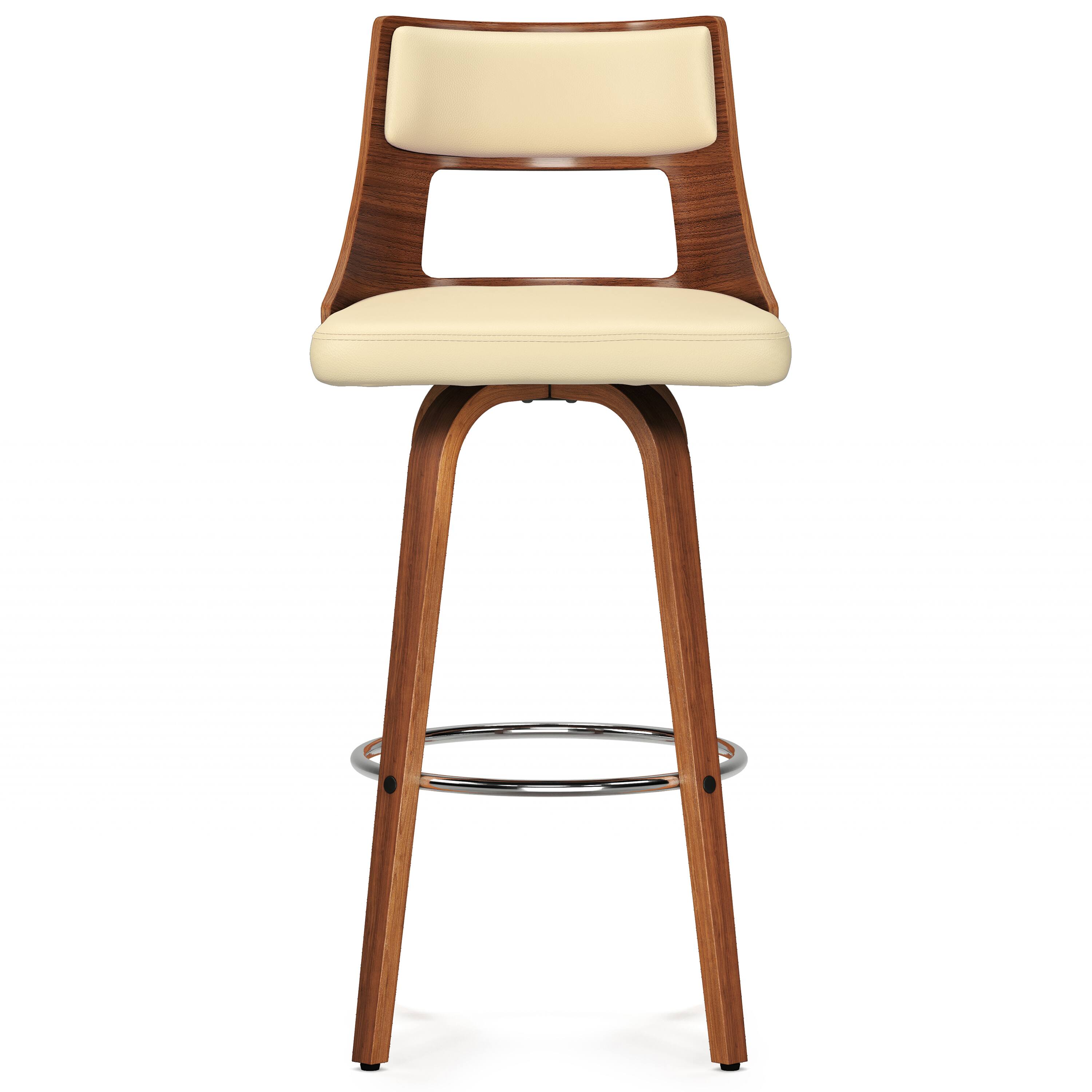 Left. Simpli Home - Dallyn Contemporary 17 inch Swivel Bar Stool (Set of 2) in Cream Vegan Faux Leather - Cream.