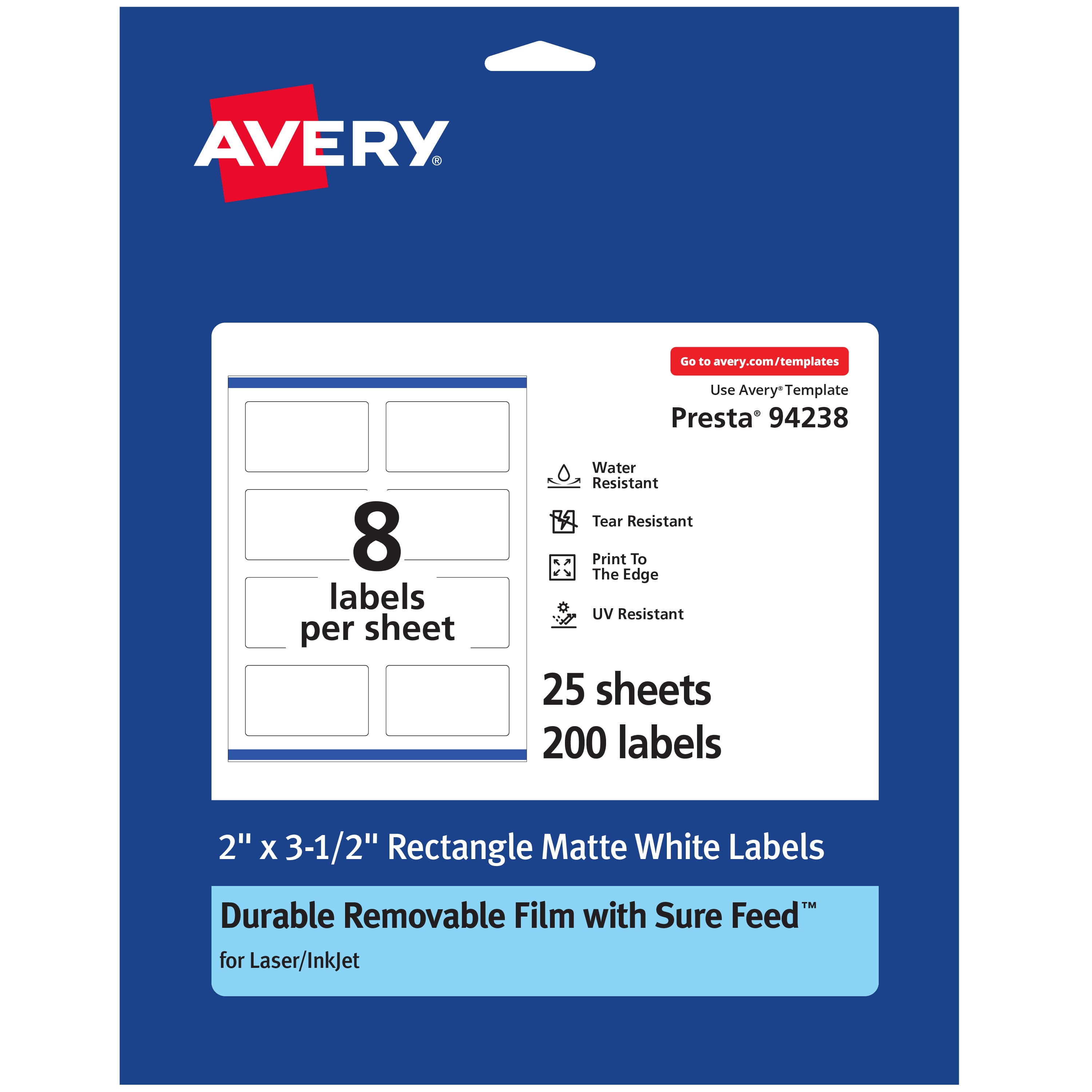 "Avery - Durable Removable Rectangle Labels, 2"" x 3.5"", 200 Labels - White" price history on PriceWatchPro