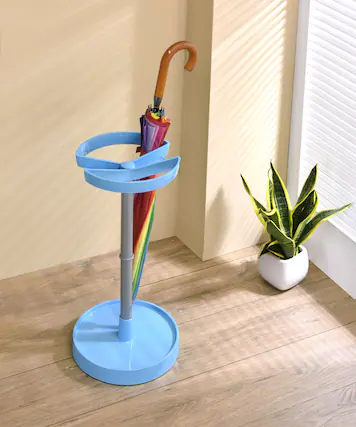 Front. Kings Brand Furniture - Kings Brand Furniture Modern Round Umbrella Stand Holder with Dual Compartments, Metal & Plastic.