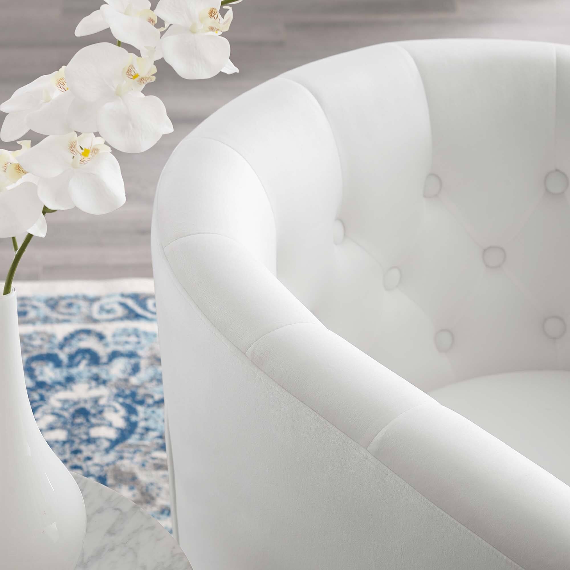 Alt View 2. Modway - Prospect Tufted Performance Velvet Swivel Armchair by Modway - White.