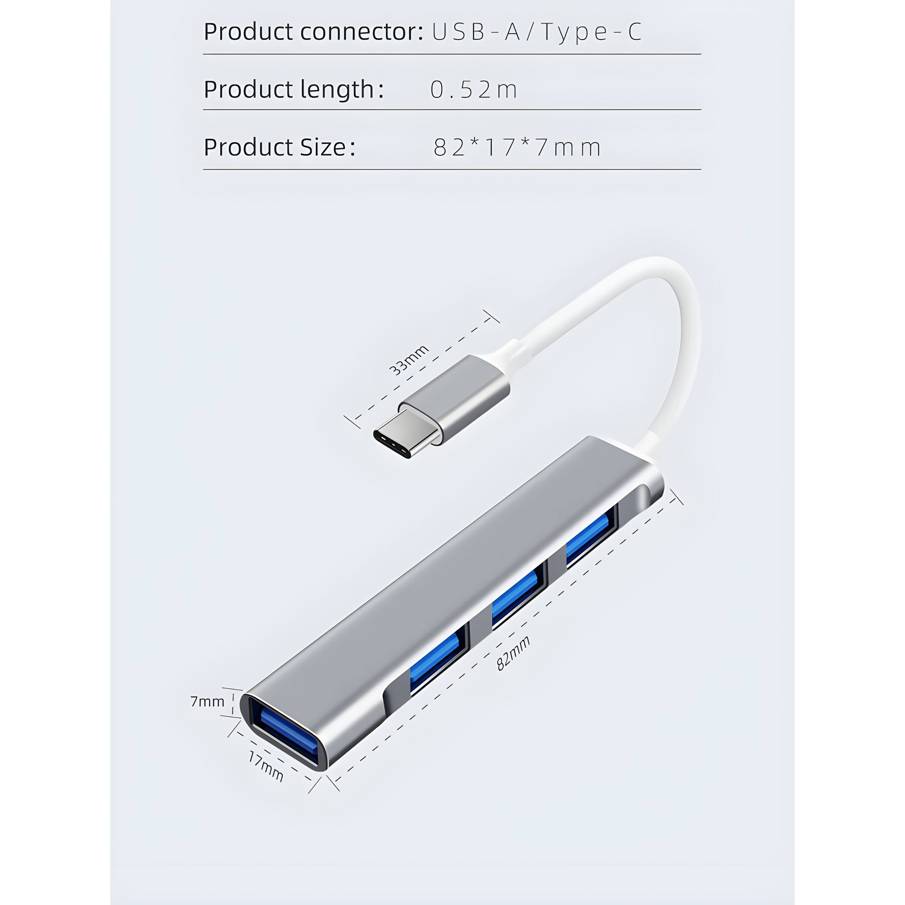 Product connector: USB-A/Type-C  
Product length: 0.52m  
Product Size: 82*17*7mm  

33mm  
82mm  
17mm  
7mm