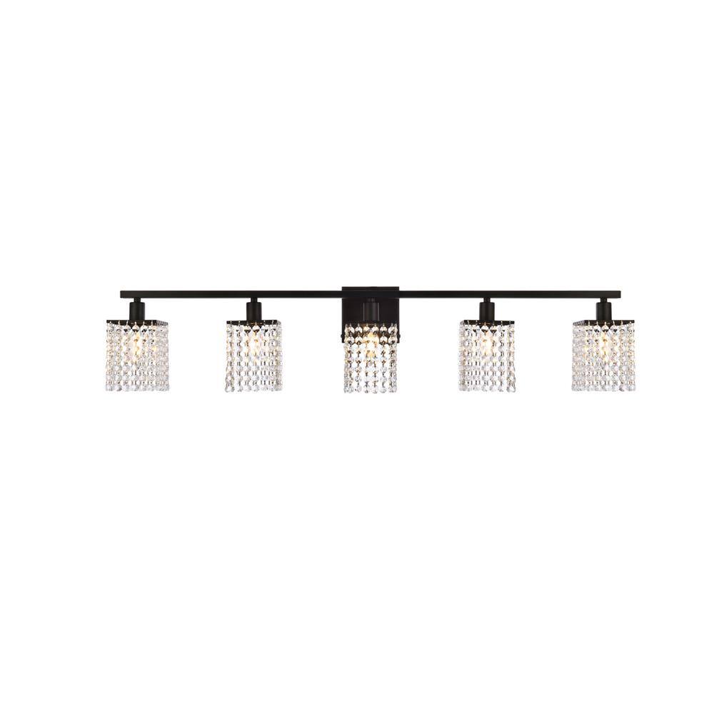 Alt View 3. Living District - Phineas 5 lights bath sconce in black with clear crystals - Black And Clear.