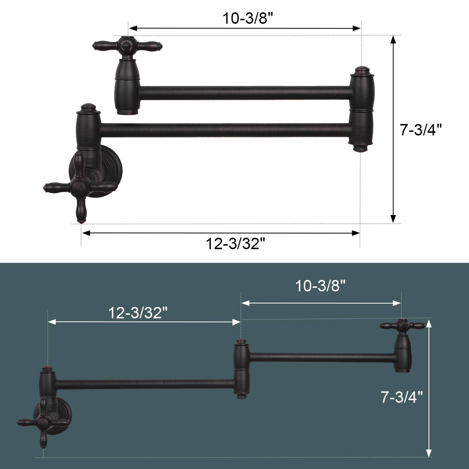 10-3/8" 7-3/4" 12-3/32" 10-3/8" 12-3/32" 7-3/4"