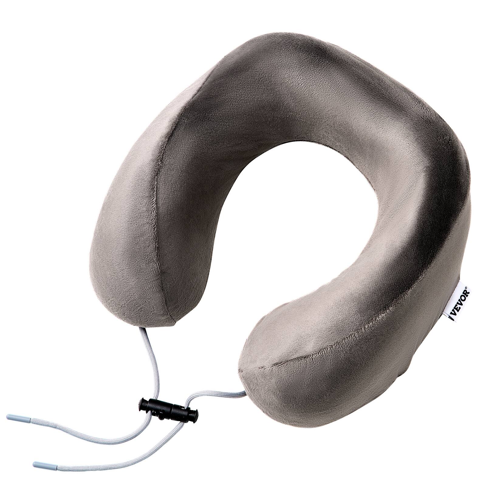 Alt View 5. VEVOR - Neck Pillow for Traveling, Upgraded Bamboo Charcoal Memory Foam Travel Neck Pillow with Eye Mask - Gray.