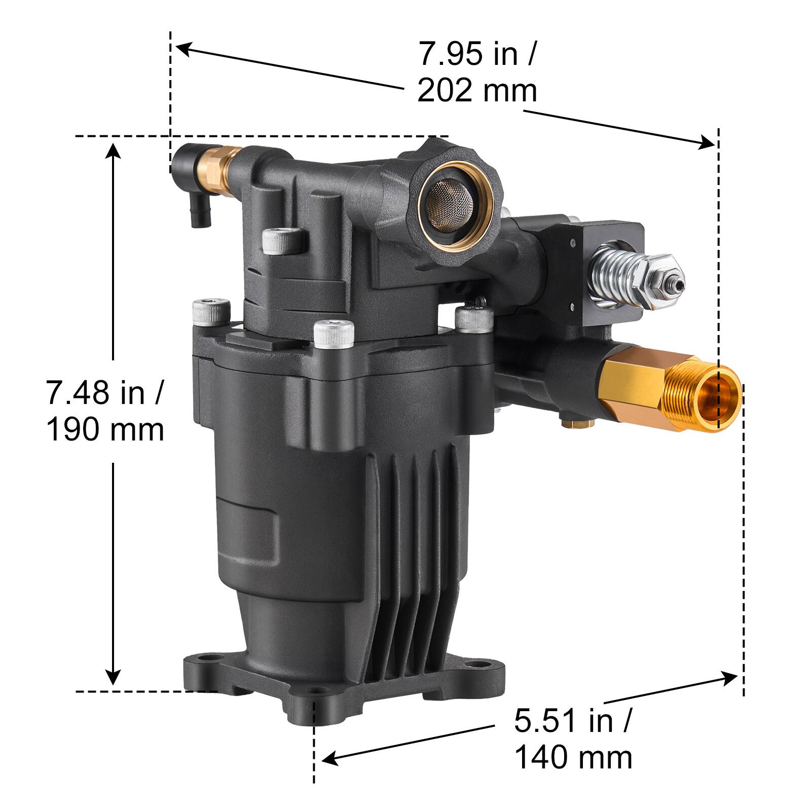 7.95 in / 202 mm  
7.48 in / 190 mm  
5.51 in / 140 mm