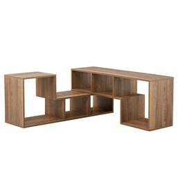 Ecooso - 2 Pieces Cube TV Stand,Free Combination Entertainment Center Media Stand,2 Shelf Bookcase L-Shaped TV Console Stand - Natural Wood