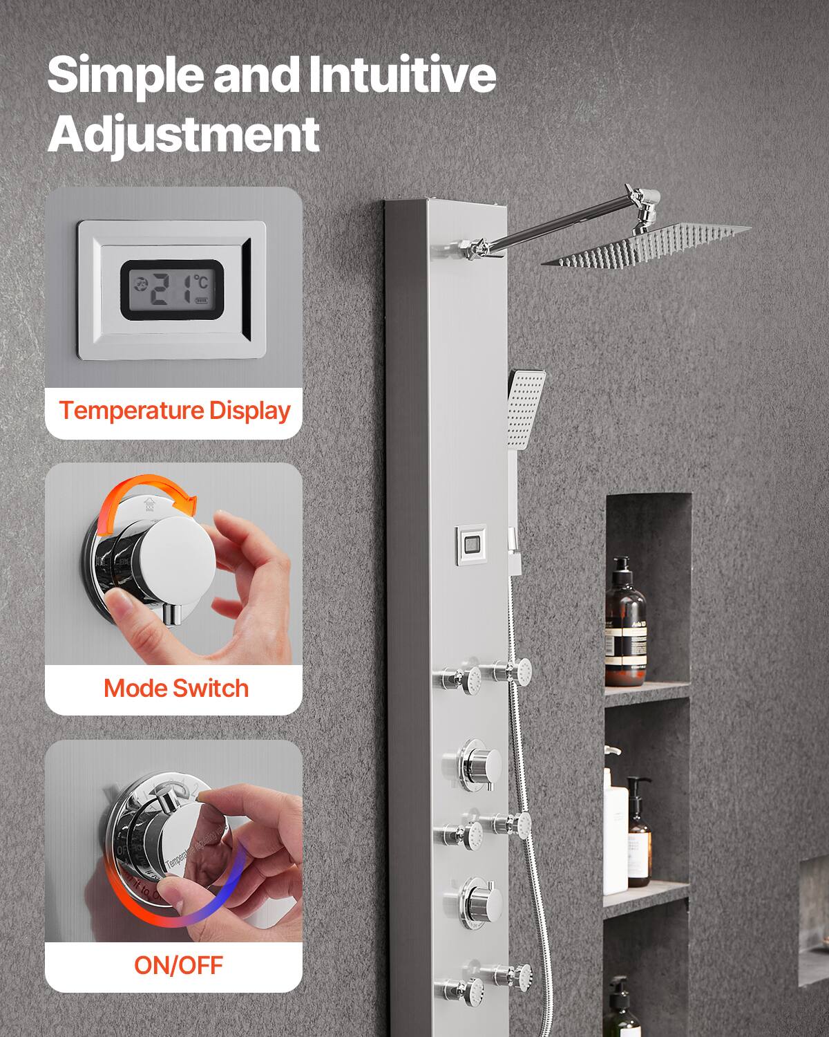 Simple and Intuitive Adjustment

Temperature Display

Mode Switch

ON/OFF