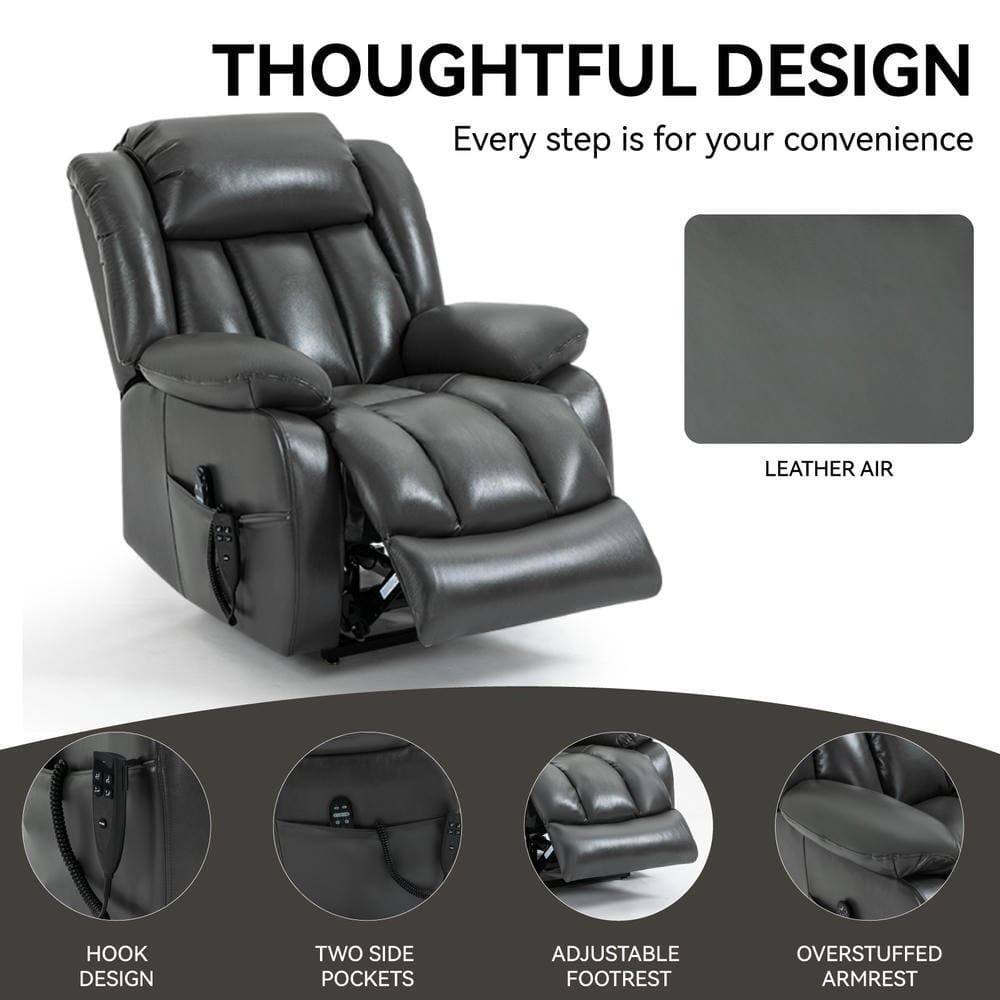 THOUGHTFUL DESIGN  
Every step is for your convenience  

LEATHER AIR  

HOOK DESIGN  

TWO SIDE POCKETS  

ADJUSTABLE FOOTREST  

OVERSTUFFED ARMREST