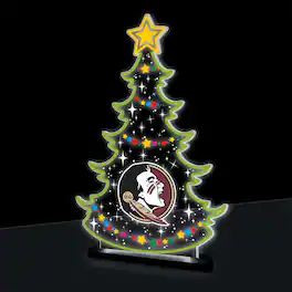 Evergreen Enterprises - Florida State Seminoles 10" LED Tabletop Christmas Tree Desklite Sign - Green