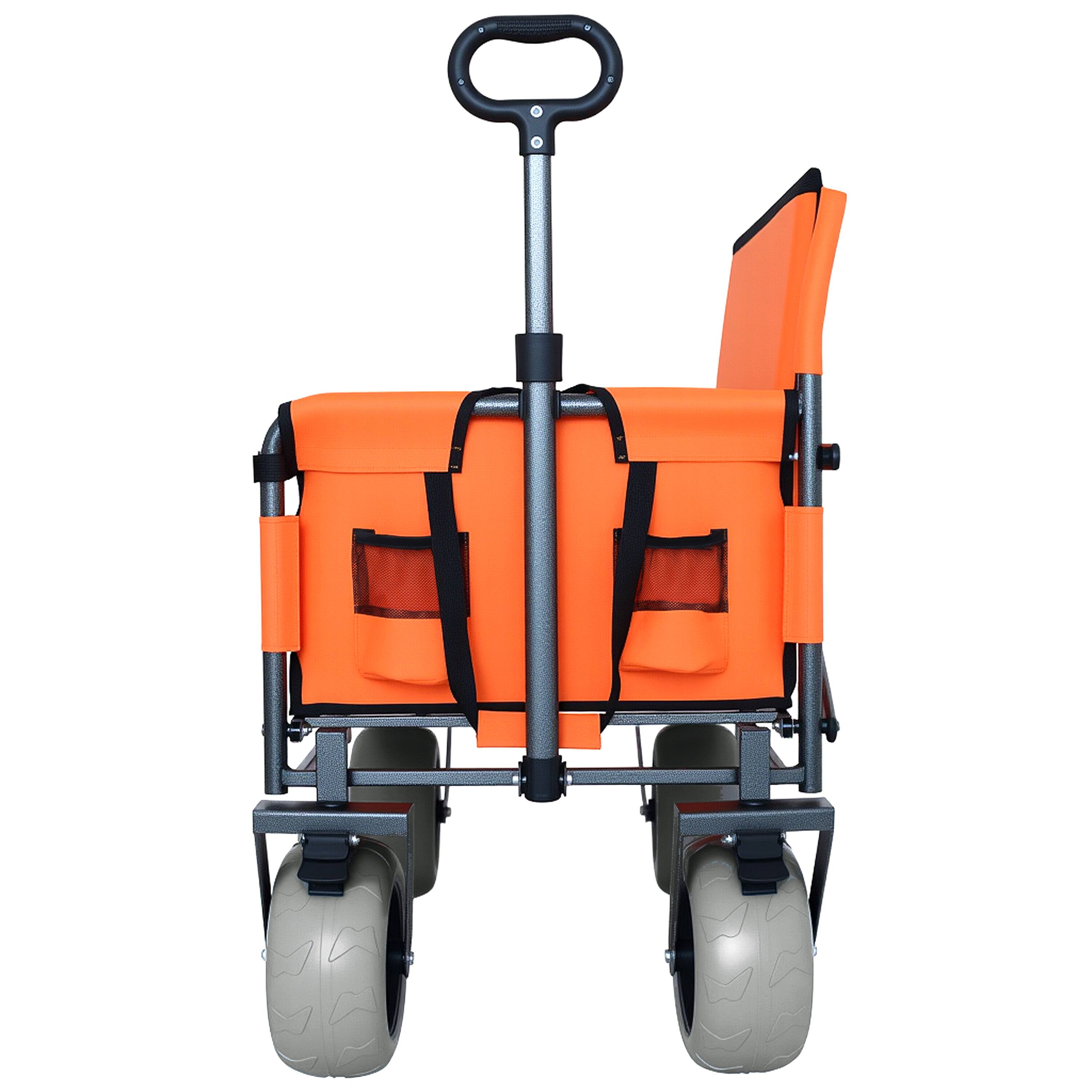 Alt View 2. Mondawe - 3-in-1 500lbs Convertible Folding Wagon Utility Carts - Bench Seat w/ 180L Capacity, All-Terrain Wheels - Orange.
