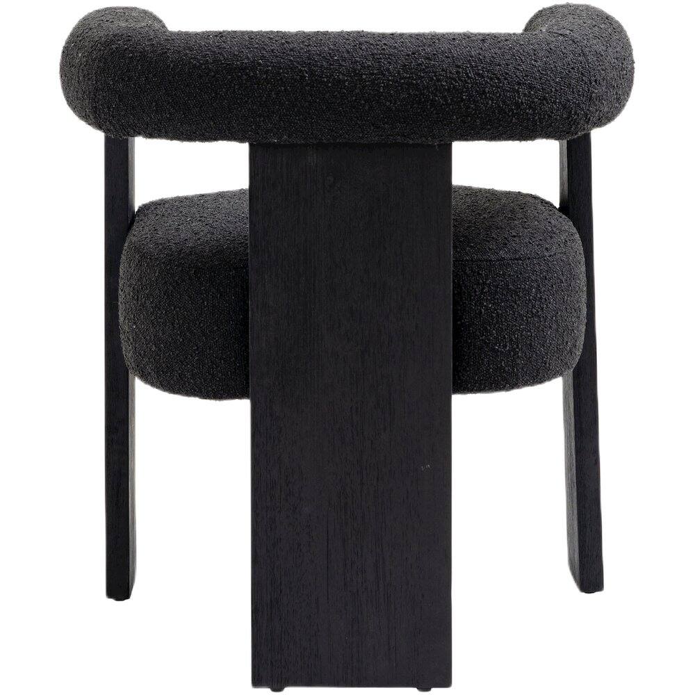 Alt View 1. Meridian Furniture - Barrel Black Boucle Fabric Dining Chair - Black.