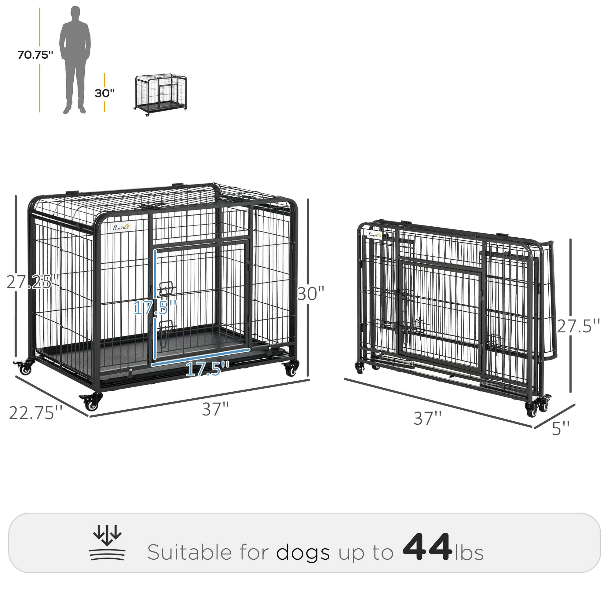 70.75"  
30"  
27.25"  
17.5"  
30"  
27.5"  
17.5"  
22.75"  
37"  
37"  
5"  

Suitable for dogs up to 44 lbs