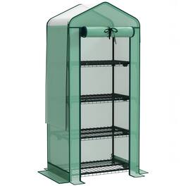 Outsunny - 4 Tier Mini Greenhouse with Screen Roof, 27.6" x 19.7" x 62.2", Portable Small Greenhouse with High Strength PE Cover