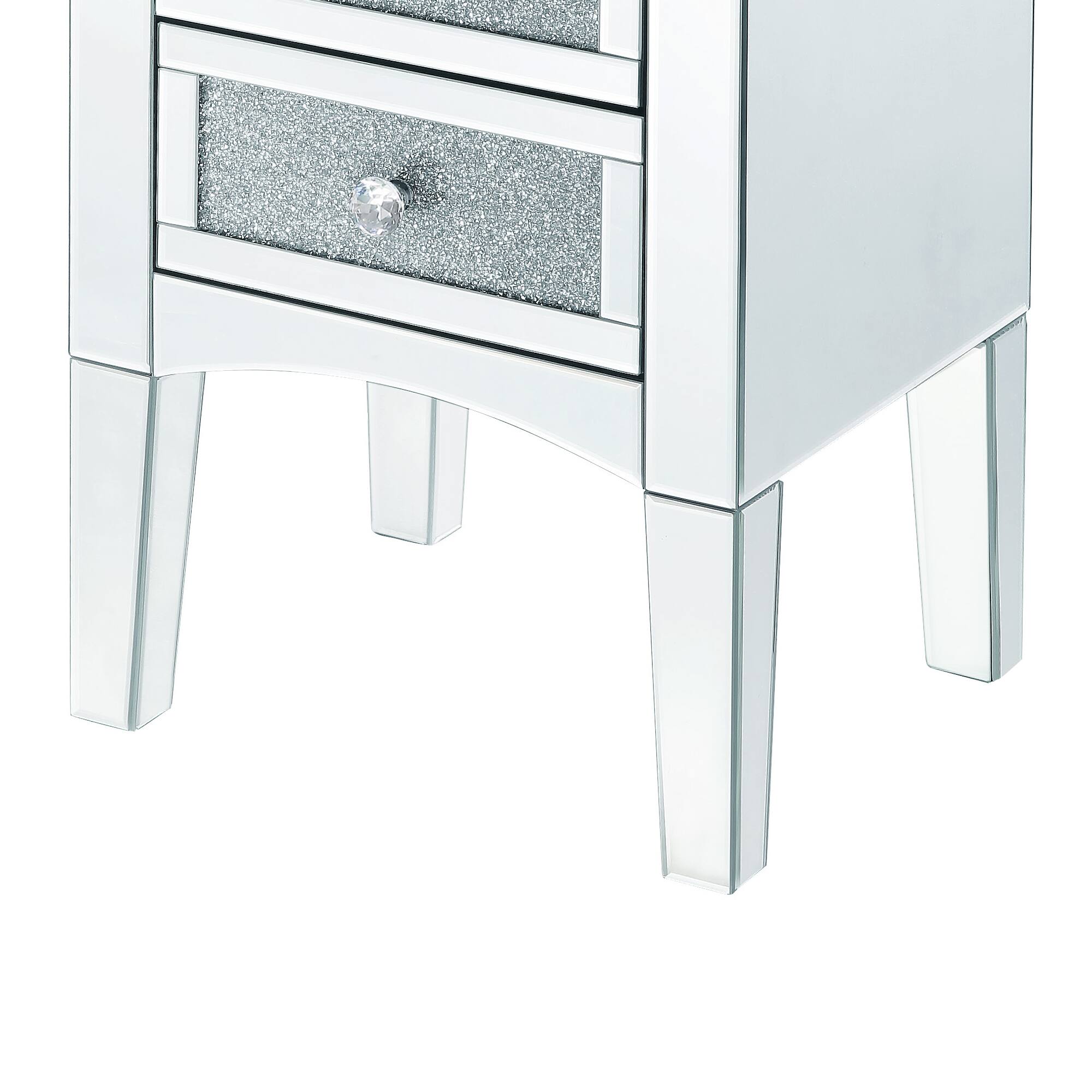 Alt View 3. Manhattan Lane - Wooden Night Table with 2 Spacious Drawers and Tapered Legs - Silver.