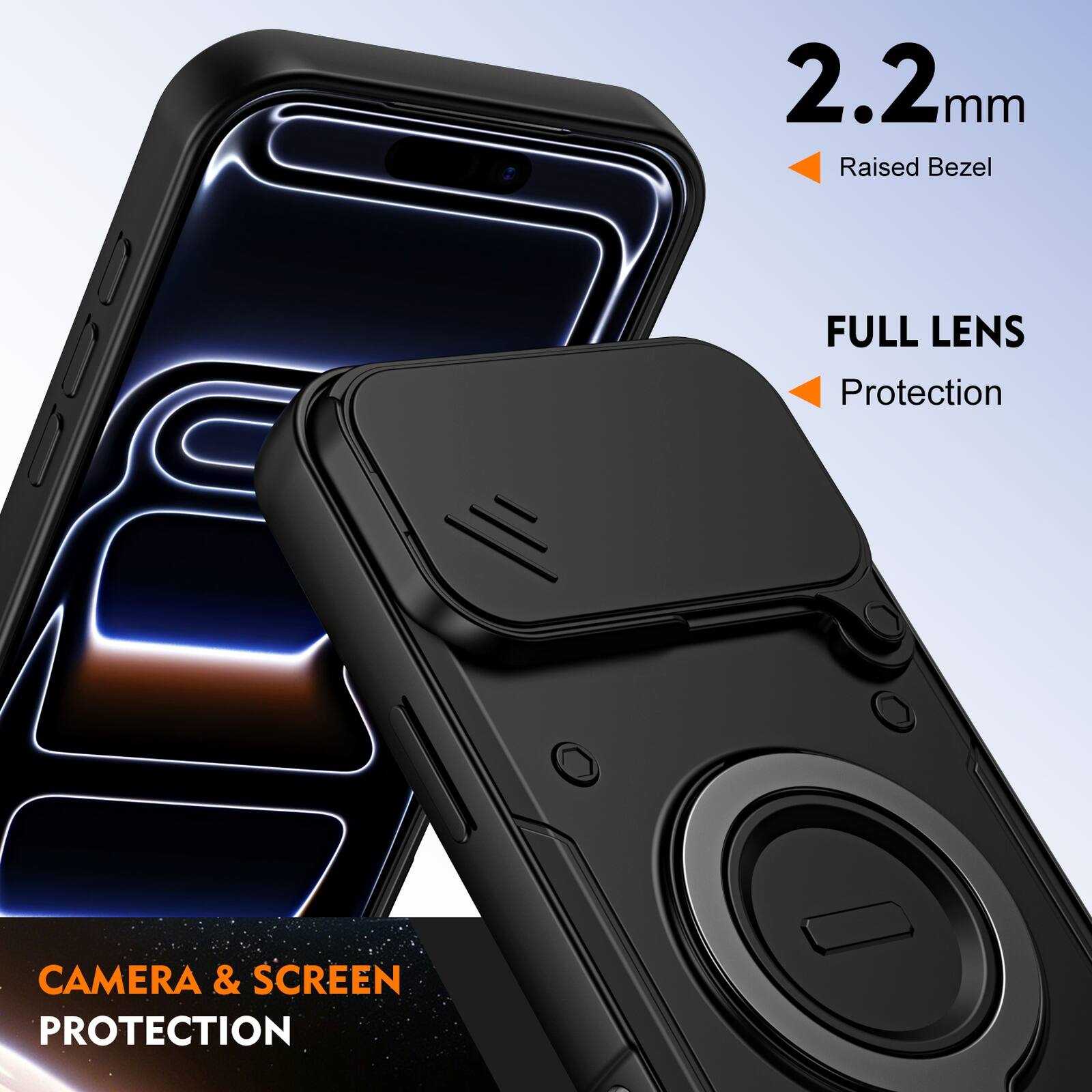 2.2mm Raised Bezel FULL LENS Protection CAMERA & SCREEN PROTECTION