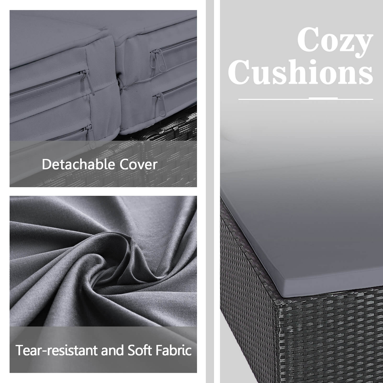 Cozy Cushions

- Detachable Cover
- Tear-resistant and Soft Fabric