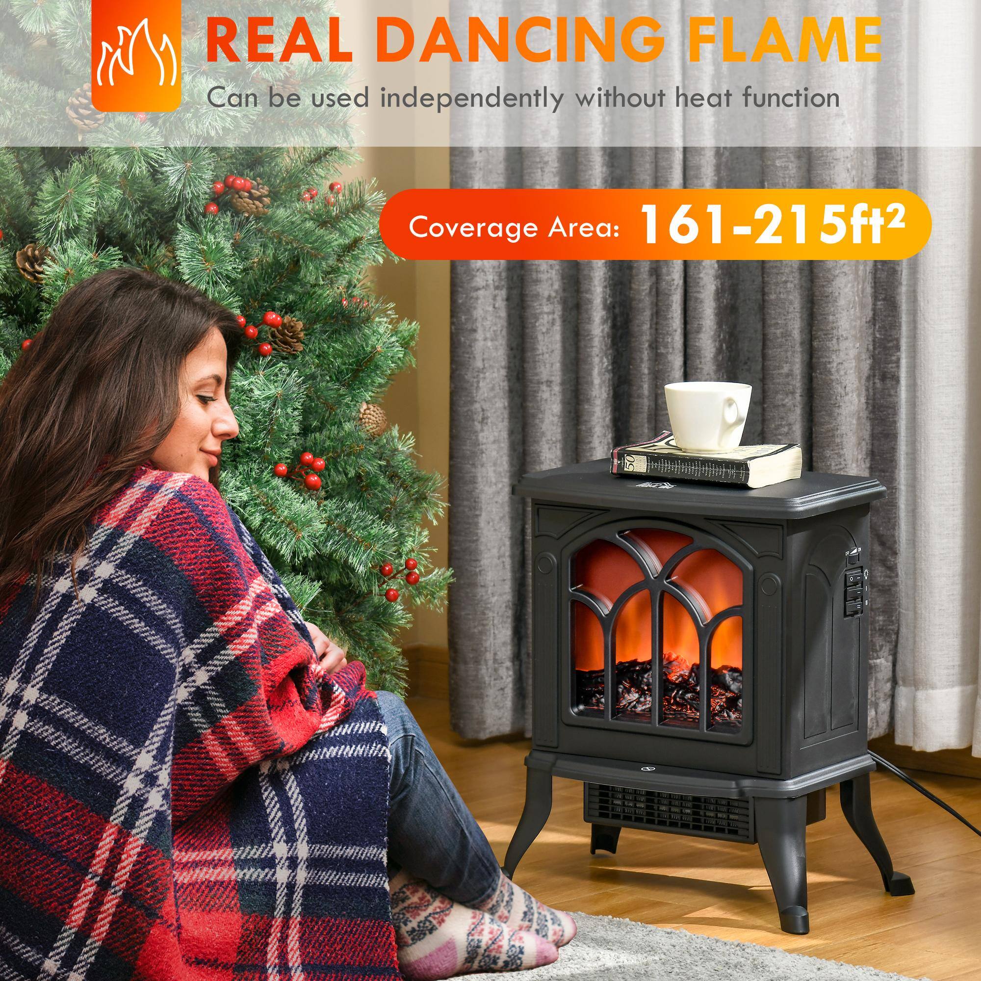 REAL DANCING FLAME  
Can be used independently without heat function  

Coverage Area: 161-215ft²