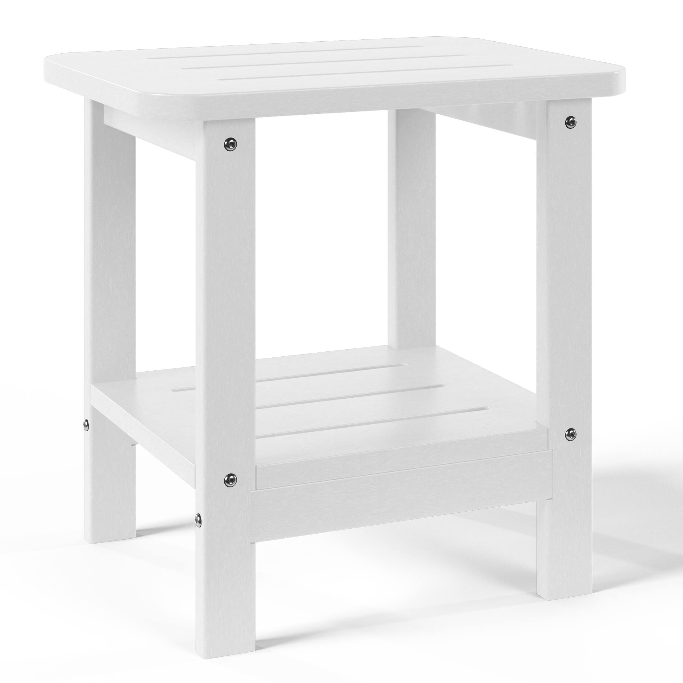 Left. WestinTrends - WestinTrends Aruba 2-Tier Outdoor HDPE Modern Adirondack Square Patio Side Table - White.