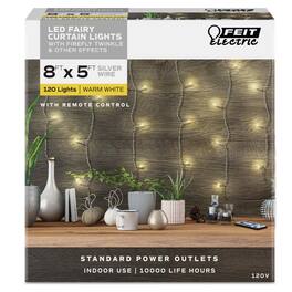 FEIT ELECTRIC - LED String Lights Warm White 5 ft. 120 lights - White|Yellow