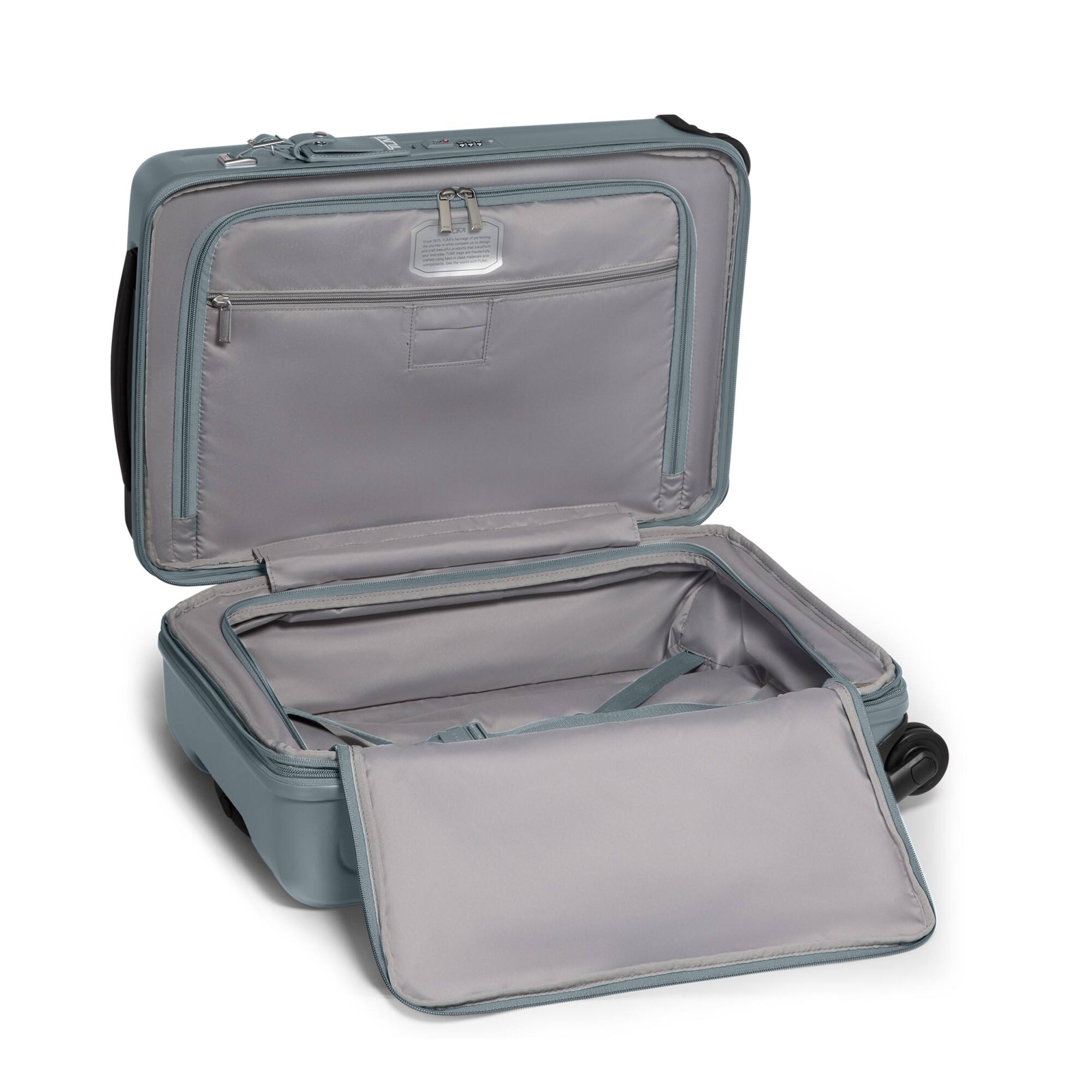 Angle. TUMI - Ventra Expandable Carry-On Spinner Suitcase - Cadet Texture.