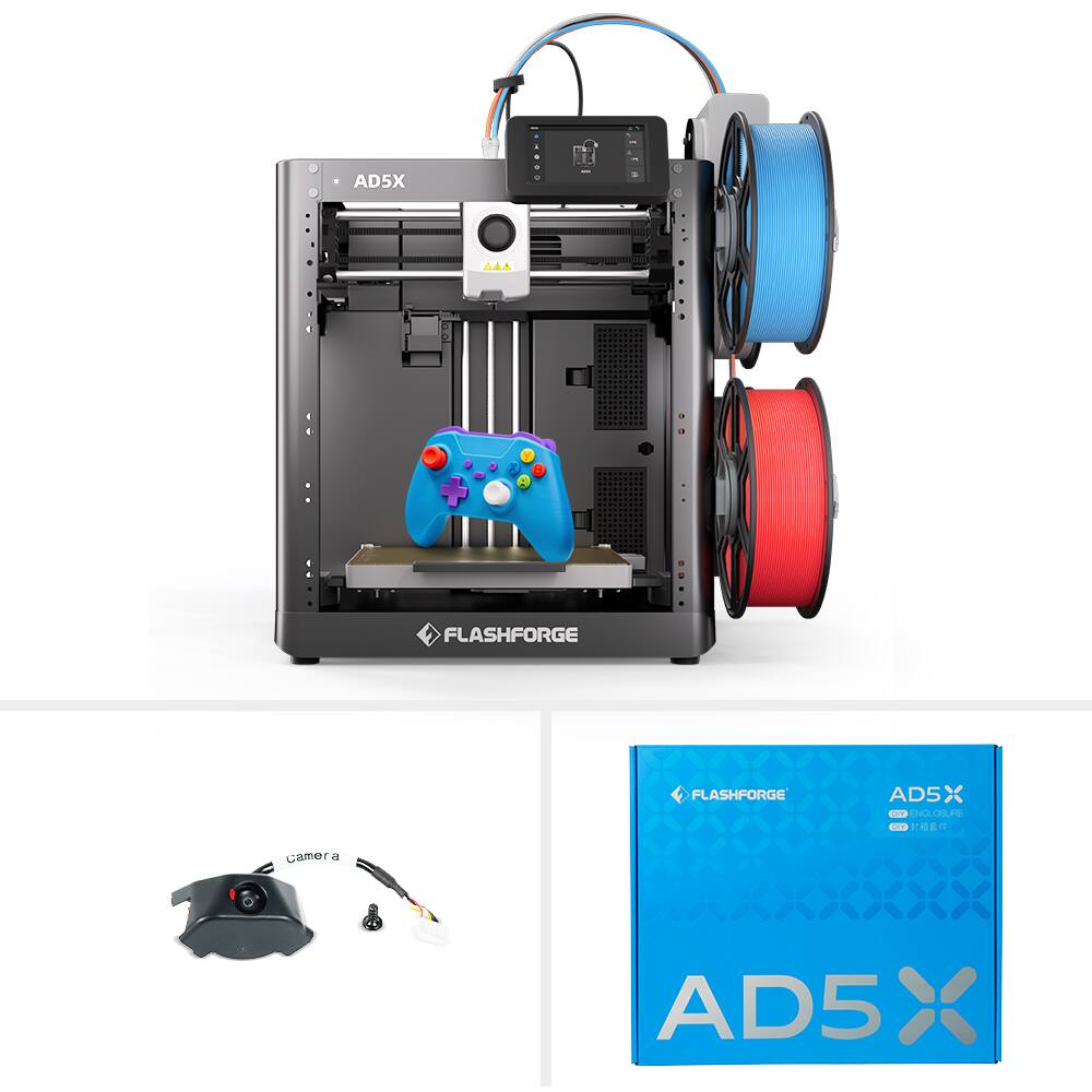 Flashforge - AD5X Multi-Color 3D Printer, 4-Color IFS, Auto Leveling, Max 600mm/s High Speed Printing, 220×220×220mm - Black