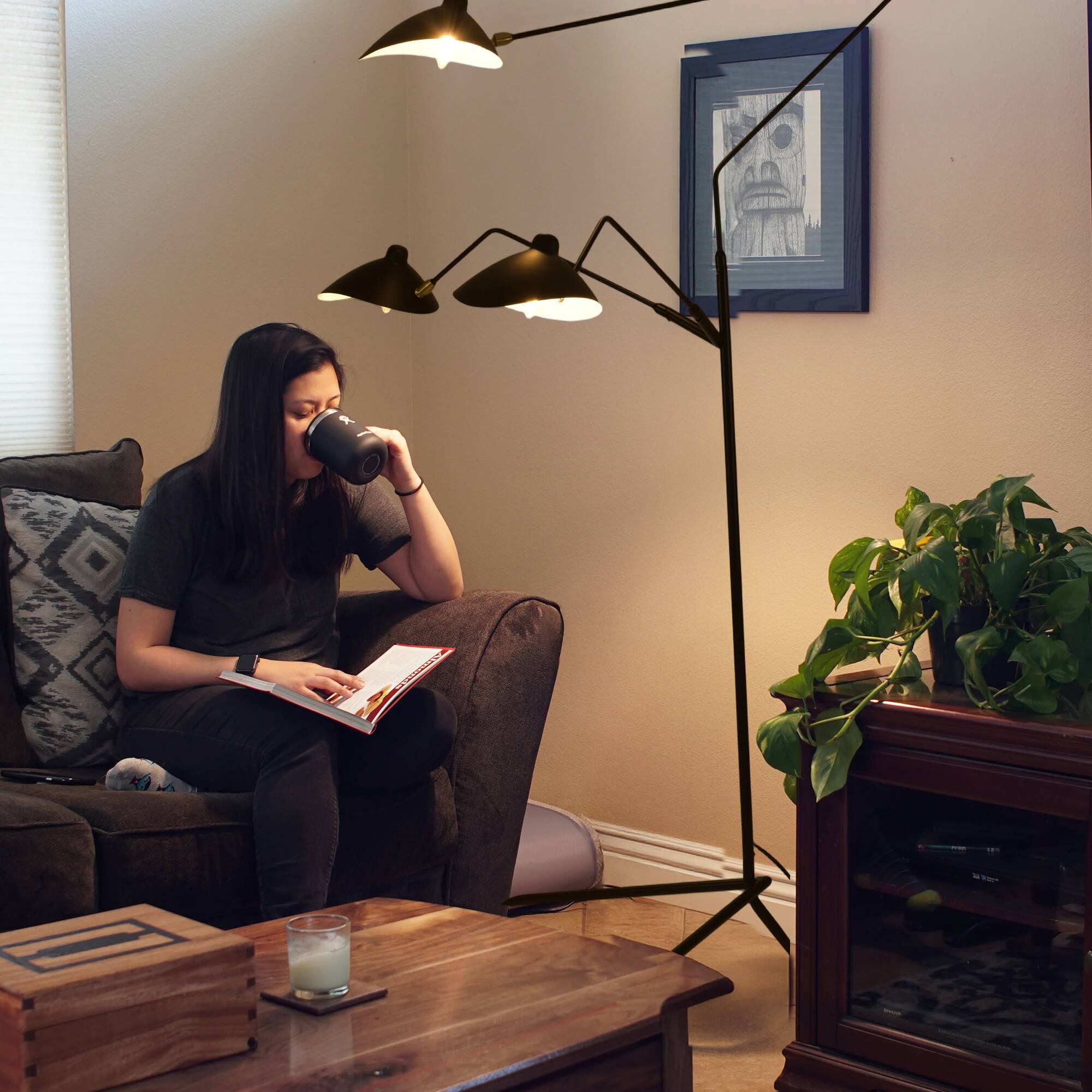 Angle. RYHNUYNE - 3-Shade Adjustable Floor Lamp 360° Rotatable Dimmable Reading Light with E12 Socket Modern Standing Lamp for Living Room.