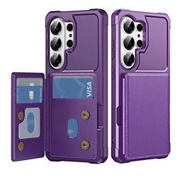 UUCOVER - Shockproof Wallet Back Case for Samsung Galaxy S26 Ultra,Magnetic PU Leather+TPU Card Holder Case Kickstand Cover - Purple