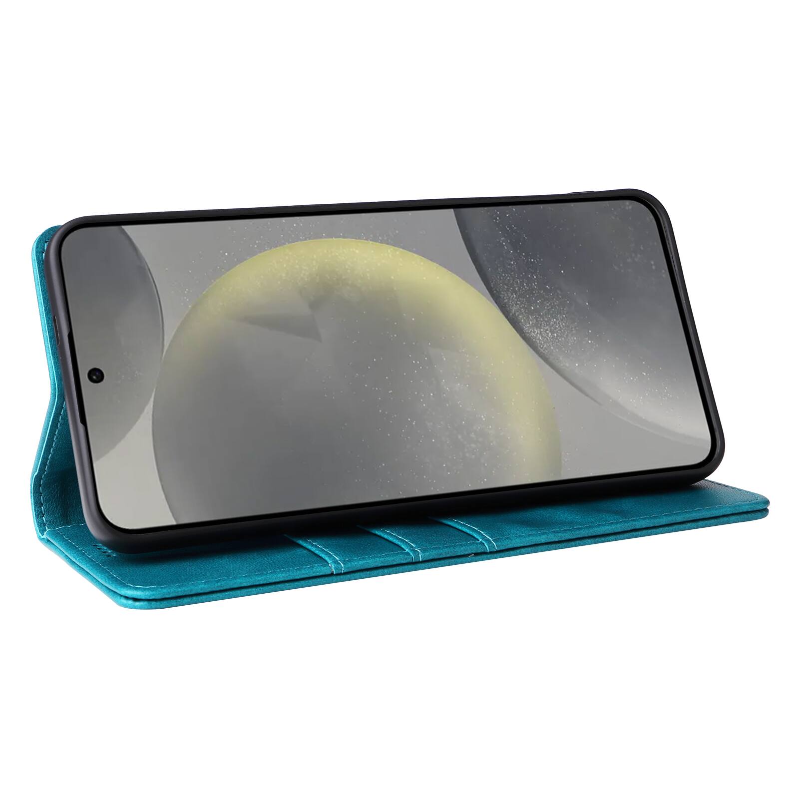 Alt View 1. Dteck - Folio Case for Samsung Galaxy S25,Wallet Case with Card Holder for Women Men,Shockproof PU Leather Flip Kickstand Cover - Bluegreen.