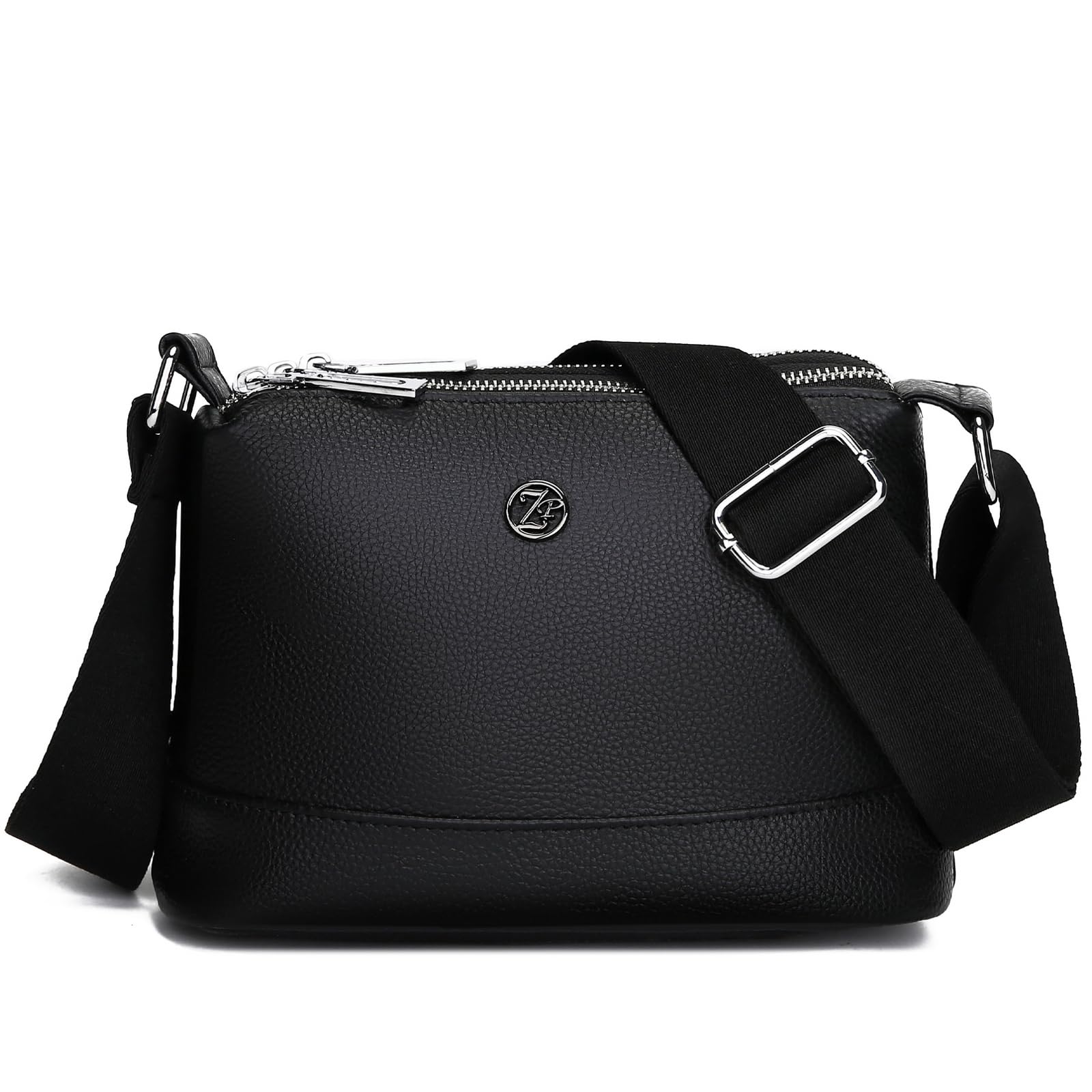 Front. Live At Space - Crossbody Bags For Women Small Shoulder Bag Nylon Simple Purse With Zipper Lightweight Casual Mini [STURDY & - Real Leather-aesthetic Black.