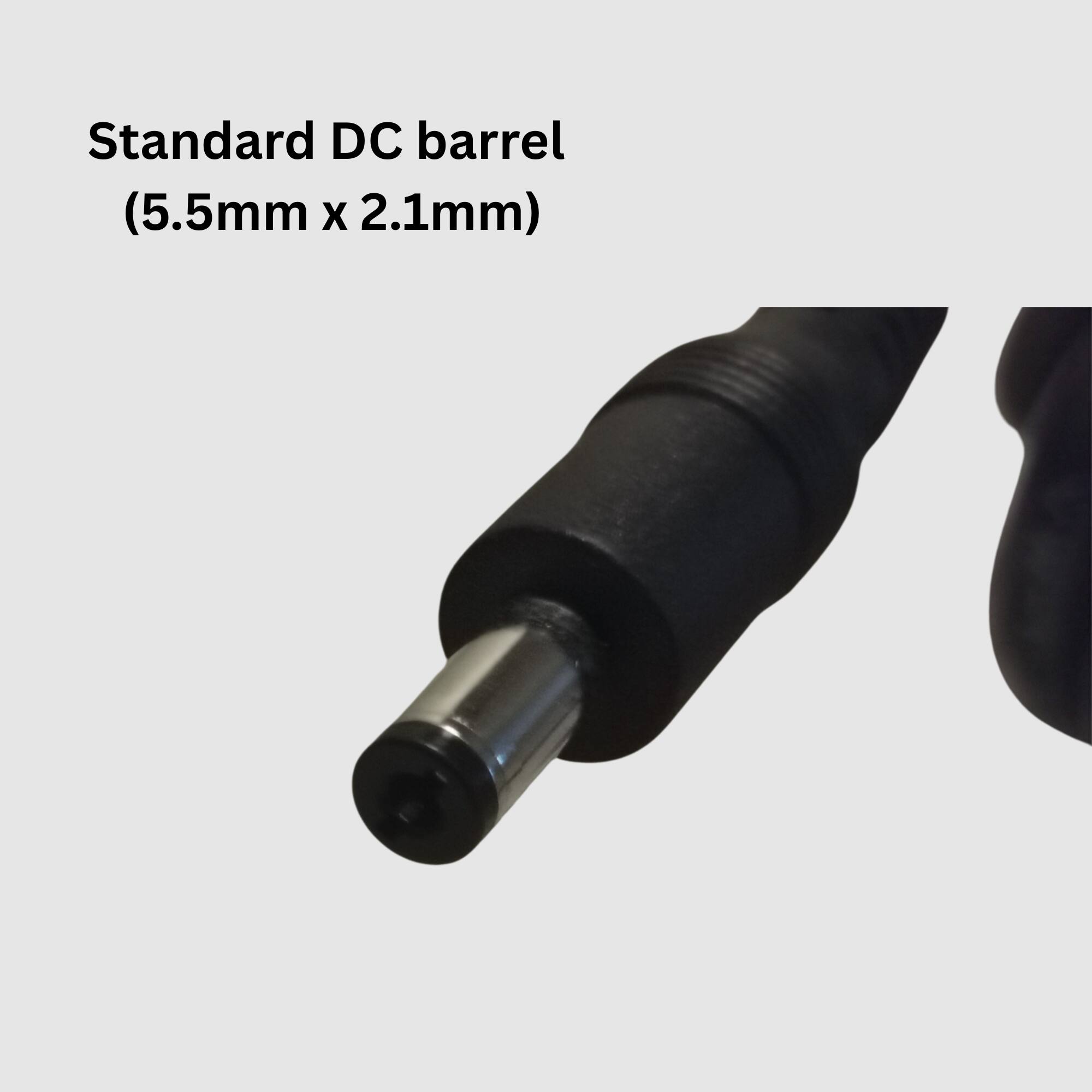 Standard DC barrel (5.5mm x 2.1mm)