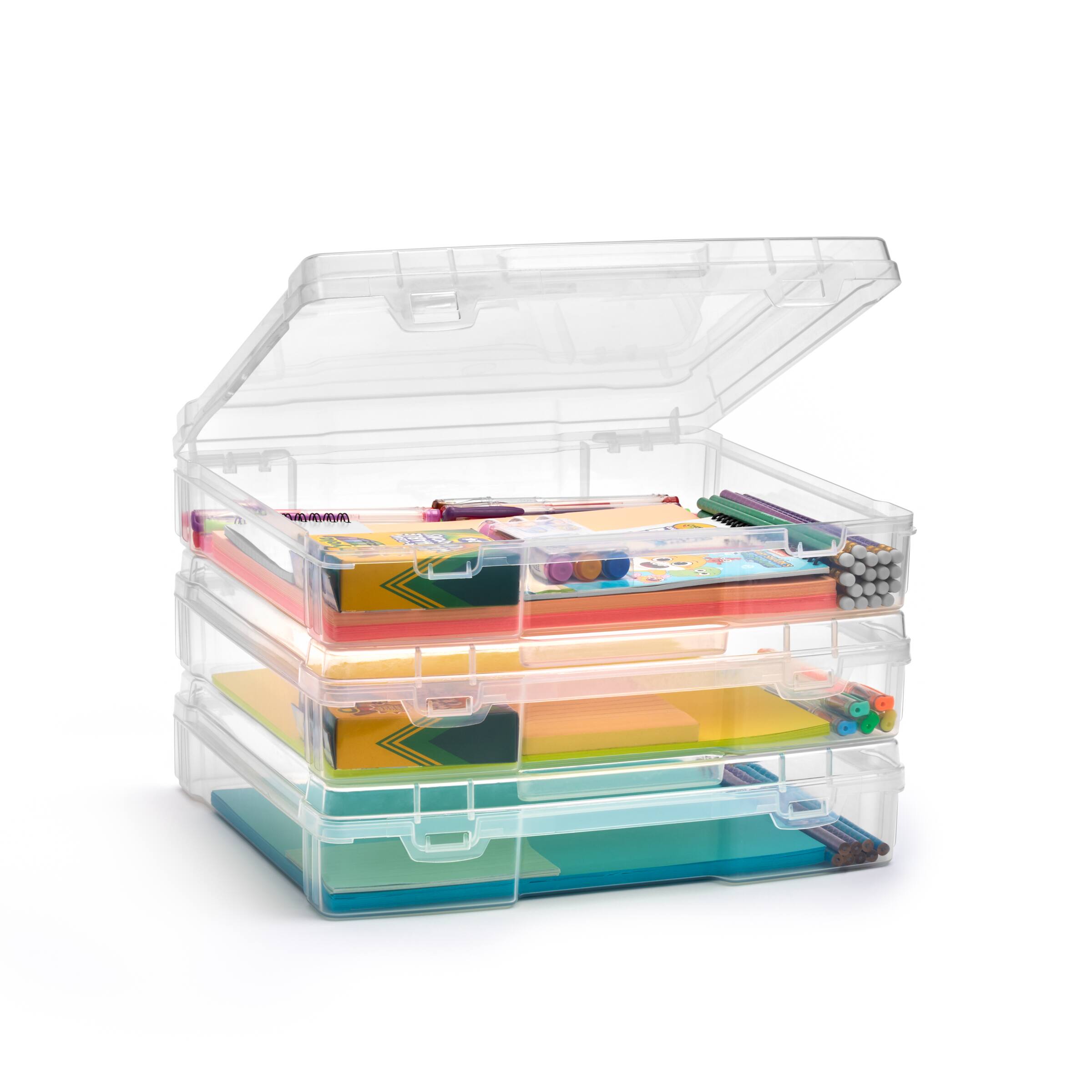 Alt View 1. Sorbus - Sorbus Set of 3 Wide Hanging File Organizer Bin, Interior 10"x12" Clear Plastic Stackable for Document Storage - Clear.