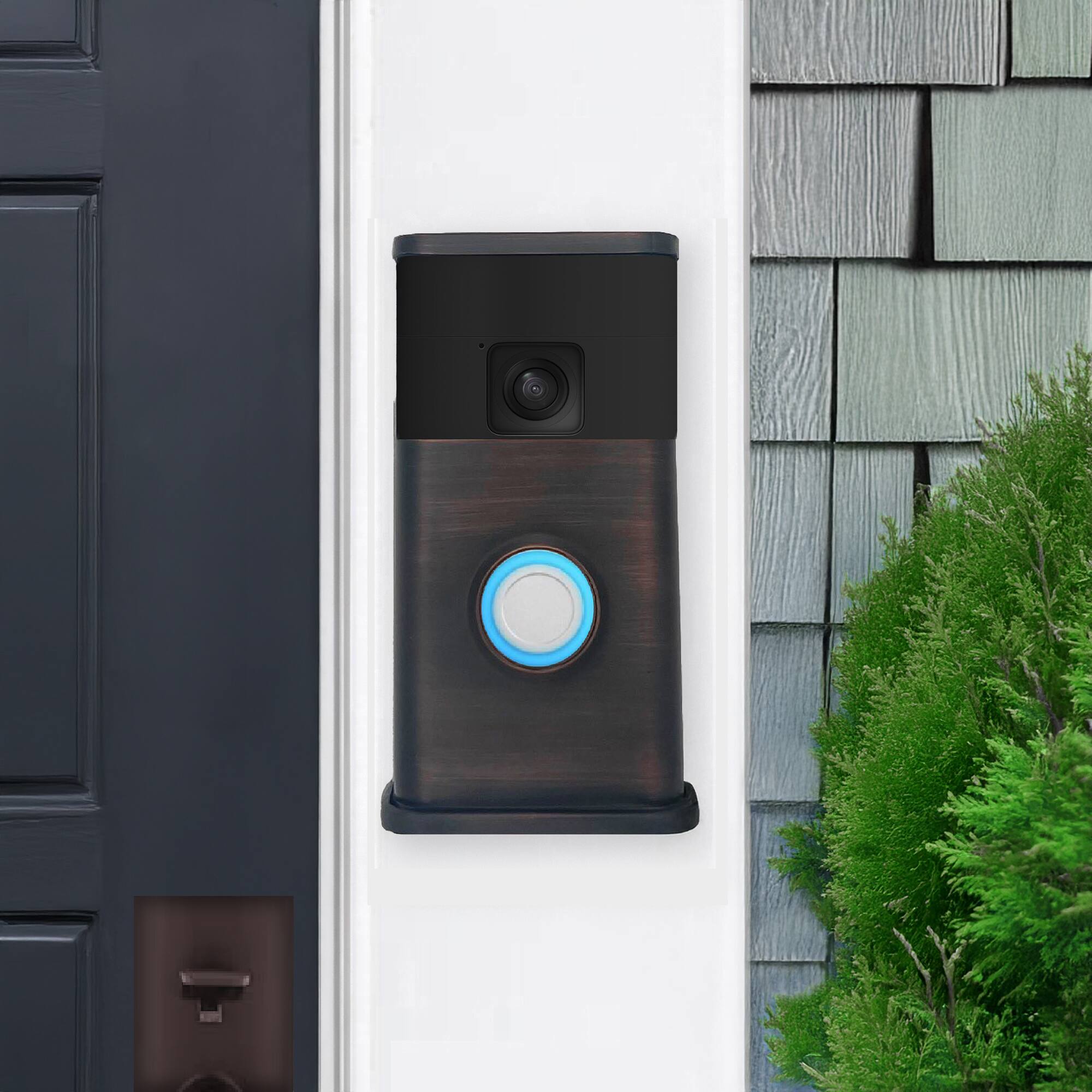 Alt View 3. Michael Healy - Traditional Video Doorbell Cover (Ring Battery Doorbell 2024 Release) - Oiled Bronze.