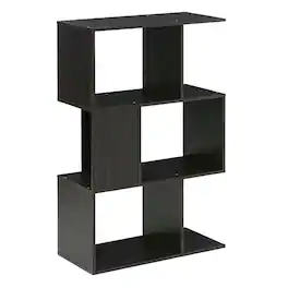 FurniFact - Espresso 3-Tier Open Book Shelf with Rustic Wooden Design - Expresso