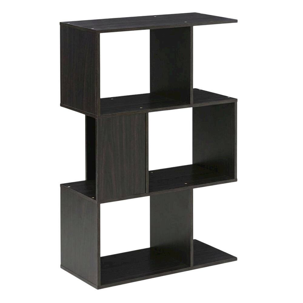 Front. FurniFact - Espresso 3-Tier Open Book Shelf with Rustic Wooden Design - Expresso.