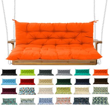 Front. Chateau Abodes - Outdoor Replacement Seat Cushions for 2-3 Person Swing & Bench, Waterproof Sofa Pads with Backrest for Patio Furniture - Orange-40x71.1in.