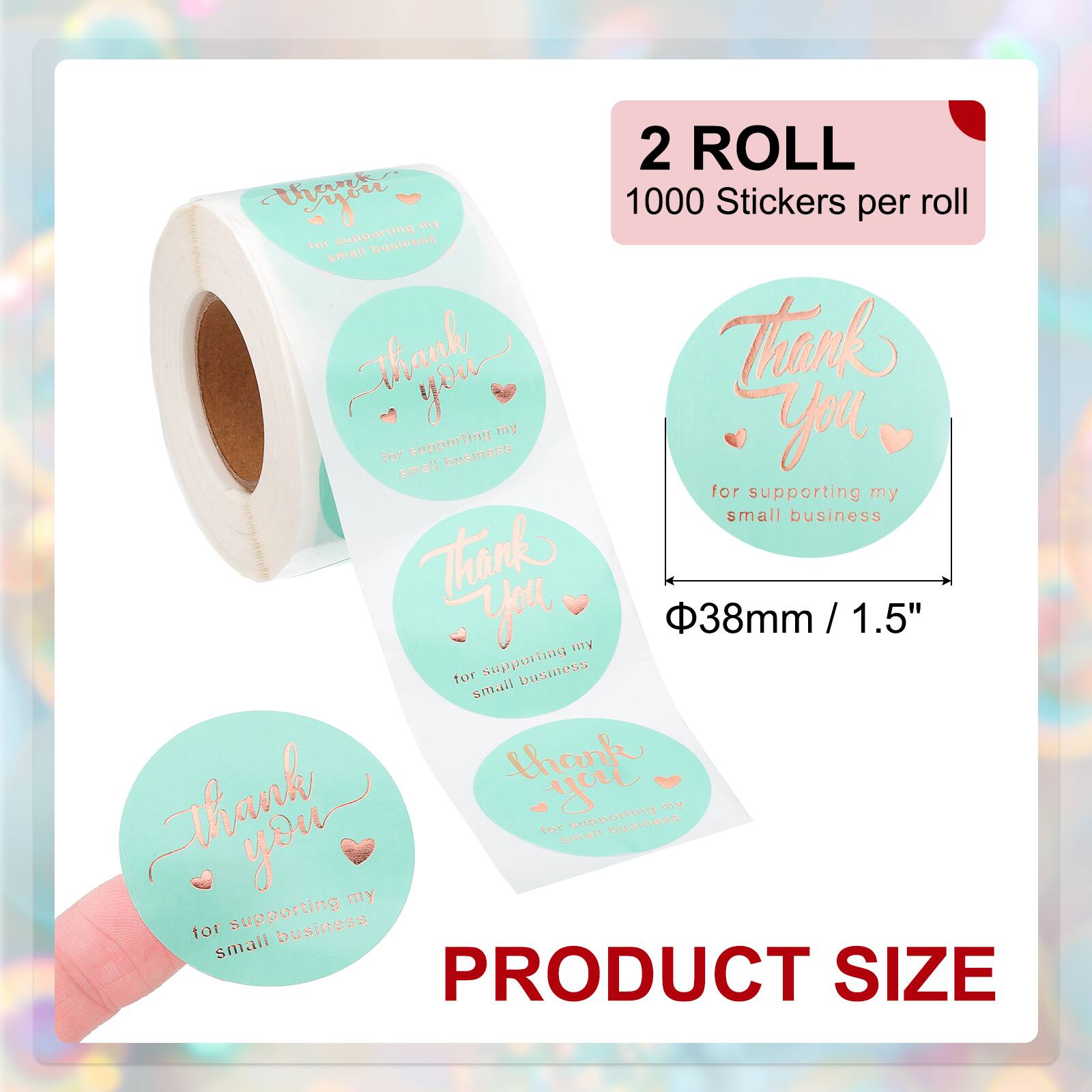 2 ROLL  
1000 Stickers per roll  

Thank you for supporting my small business  

PRODUCT SIZE  
Φ38mm / 1.5"