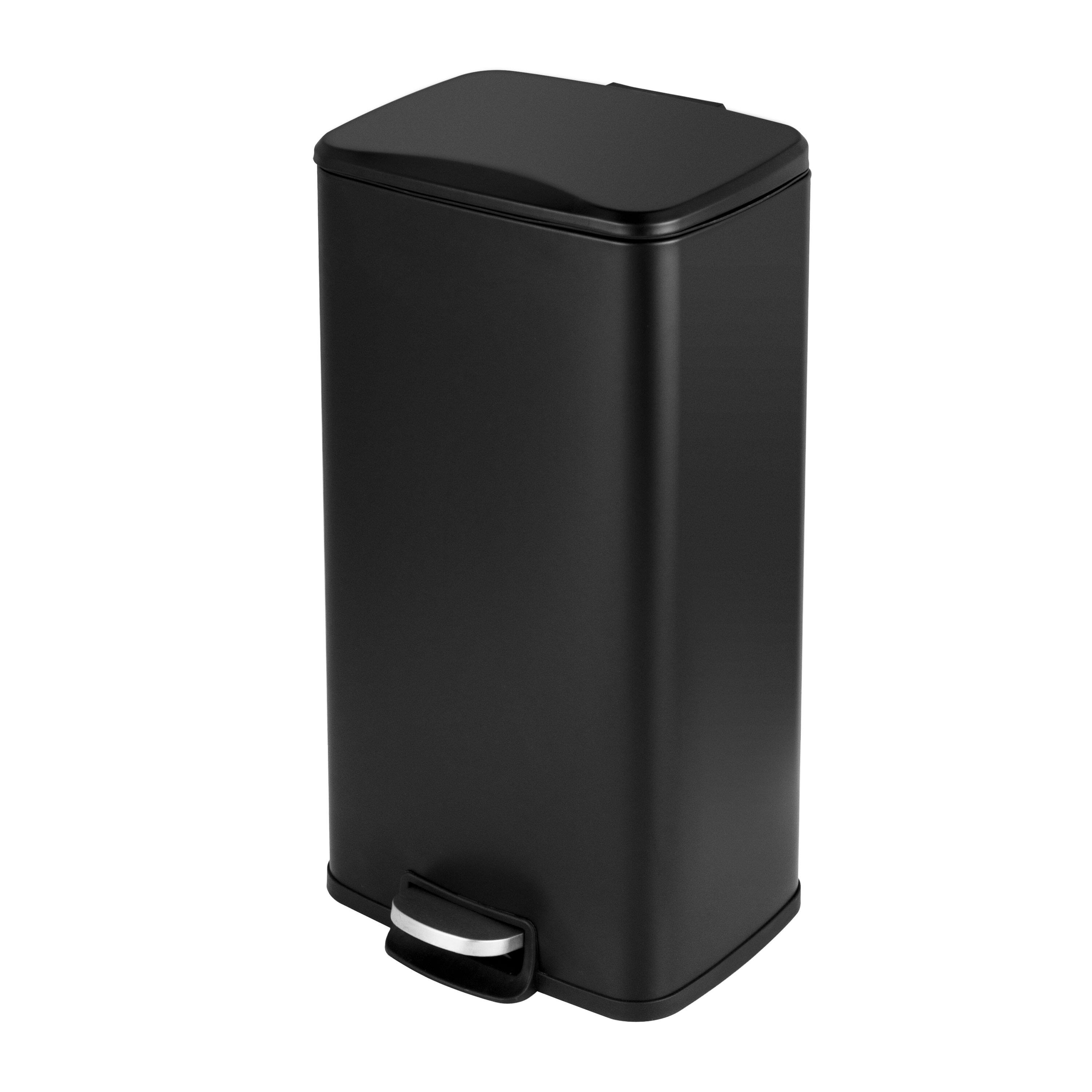 Angle. Innovaze - 8 Gal./30 Liter Rectangular Matt Black step-on Trash Can for kitchen - Matt Black.