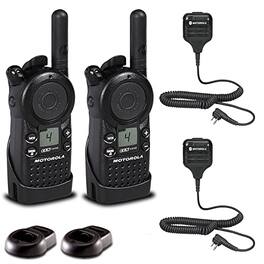 Motorola Solutions - 2 x Motorola CLS1410 UHF 1 W 4-Channel 2-Way Radio - 2 Pack With Mic Bundle - Black