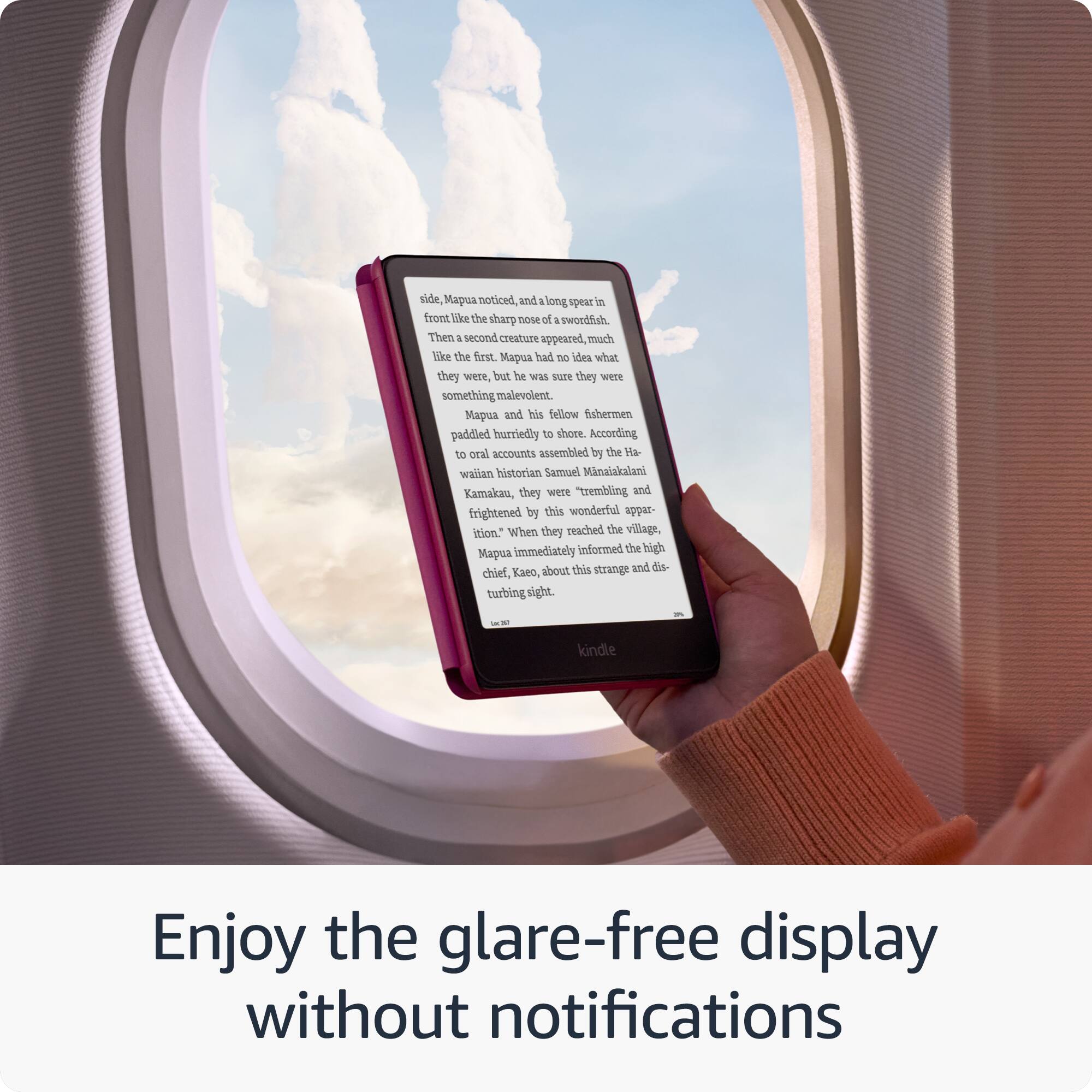 Zoom in on Enjoy the glare-free display without notifications.