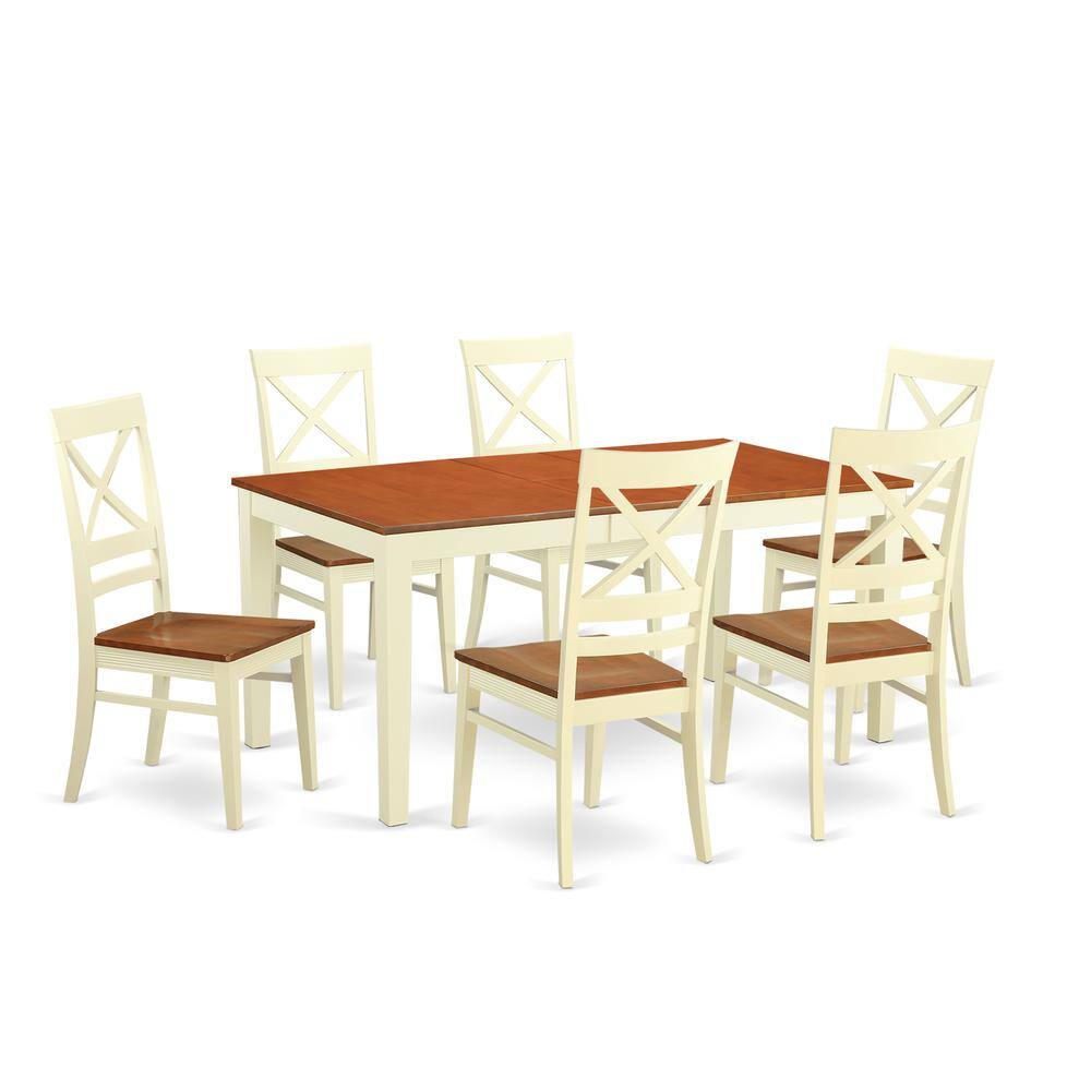 Left. East West Furniture - Dining room sets for 6 -Kitchen dinette Table and 6 Dining Chairs - Buttermilk & Cherry.