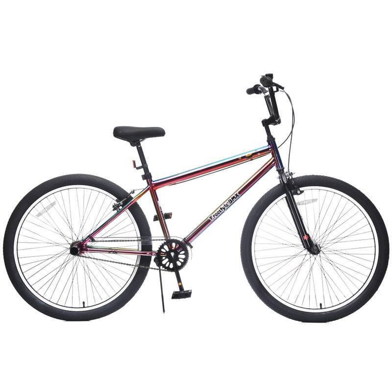 Alt View 2. HTUTWOO - Freestyle Bike for Teens - 26" Steel Frame Single-Speed Bicycle with 2 Pegs, Front Caliper and Rear V Brake for Ages 14+ - Colorful.