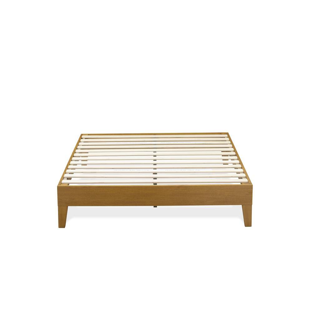 Left. East West Furniture - NVP-23-F Full Platform Bed Frame with 4 Solid Wood Legs and 2 Extra Center Legs - Oak Finish - Rustic Oak.
