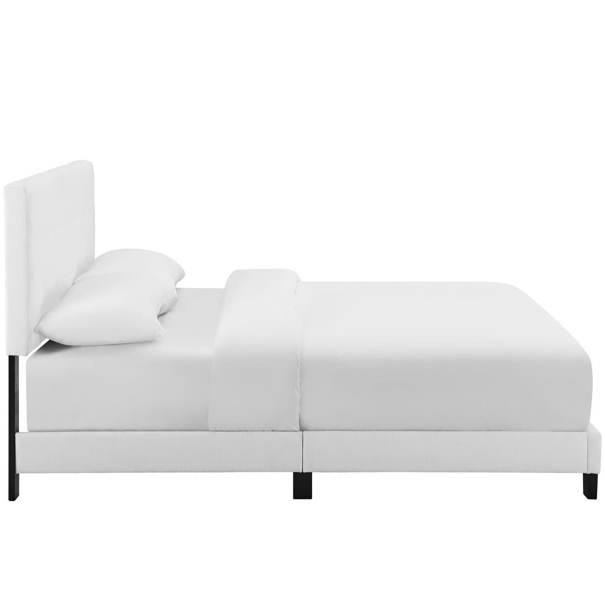 Back. Modway - Helen Fabric Queen Bed Frame with Round Splayed Legs - Blue.