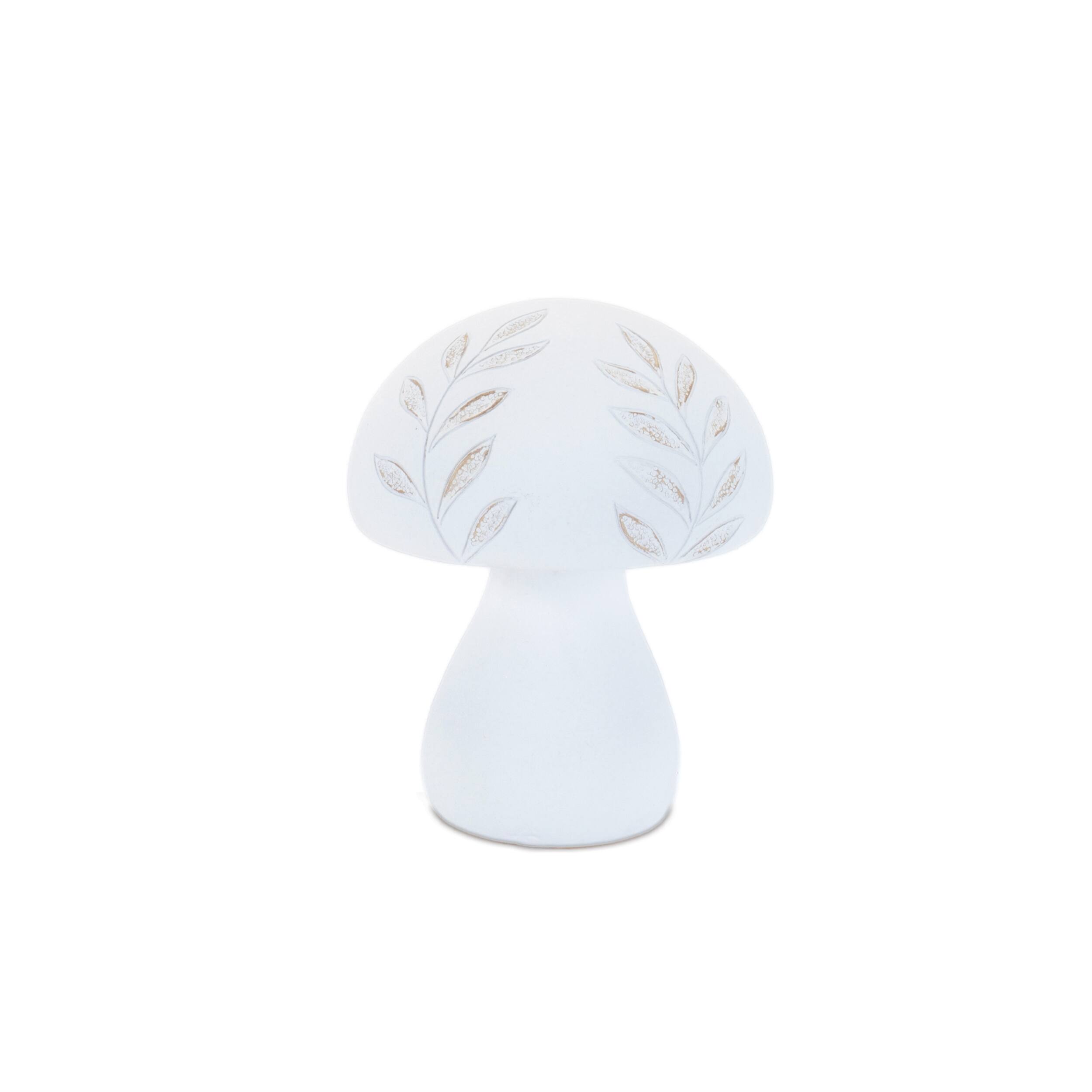 Left. BreeBe - Etched Mushroom Decor (Set of 2) - White.