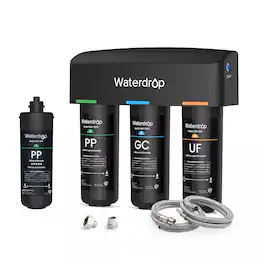 Waterdrop - TSA-UF 0.01 μm Ultra Filtration Under Sink Water Filter System, 9 Stage Filtration, Extra WD-10PP Replacement Filter - Black
