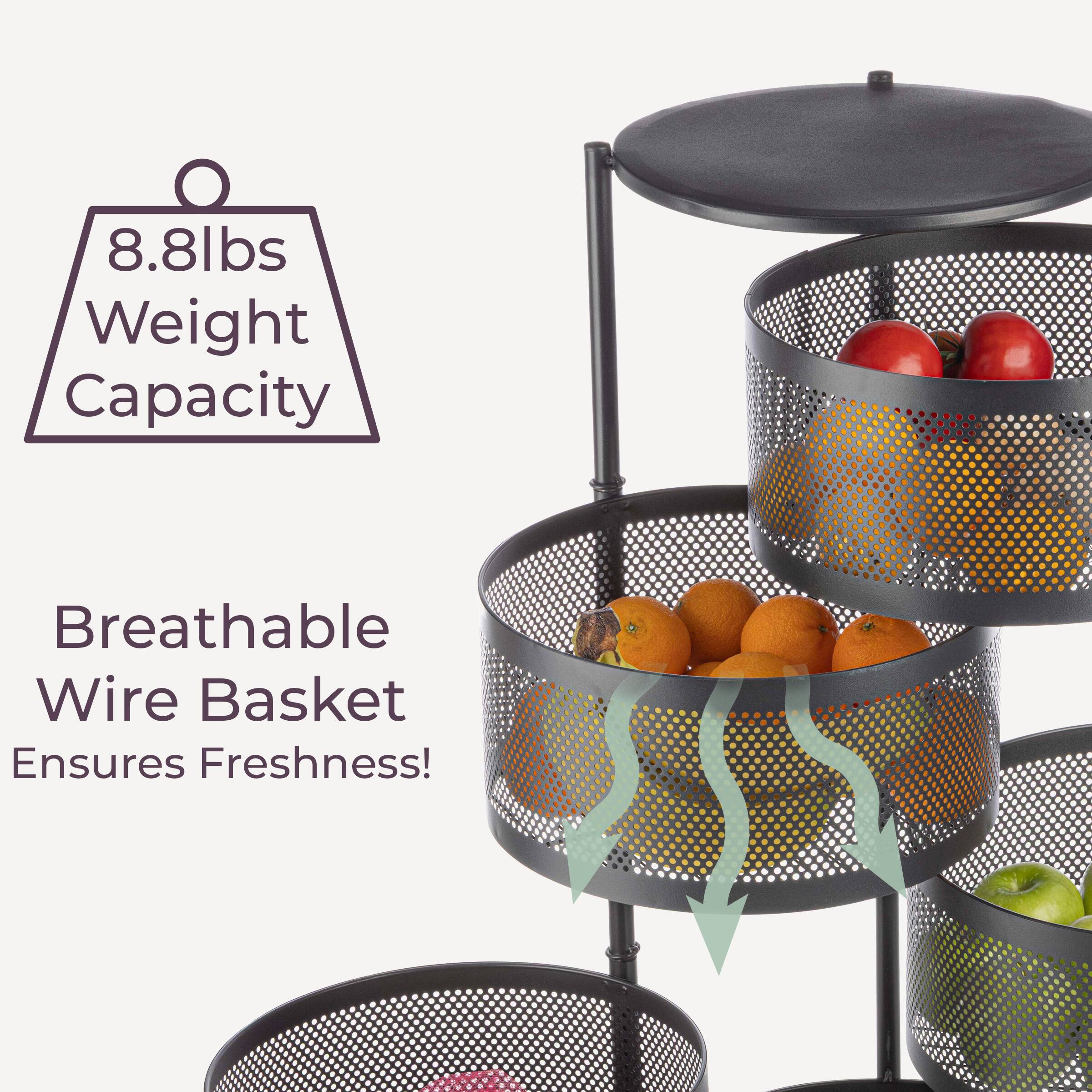 8.8lbs Weight Capacity  
Breathable Wire Basket Ensures Freshness!