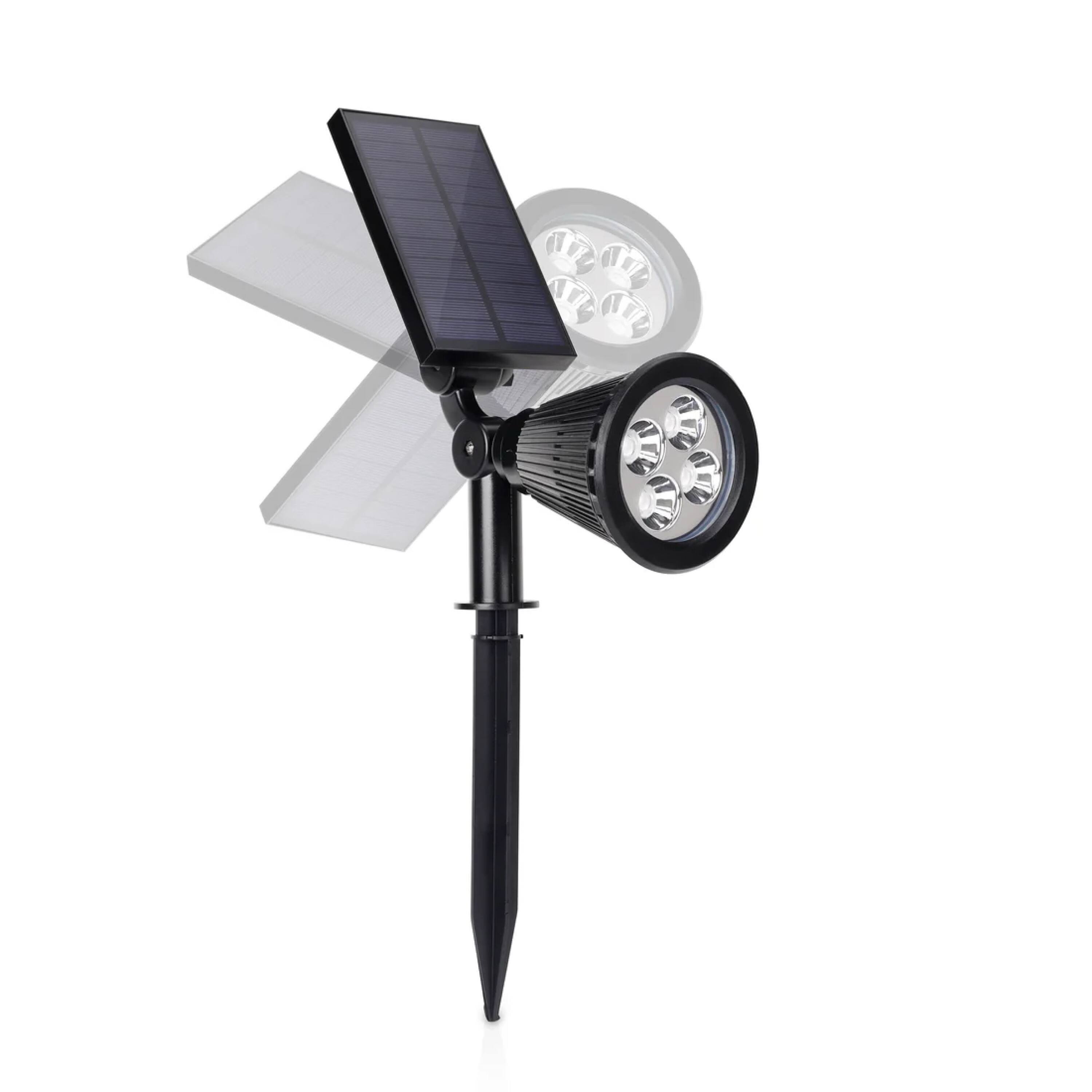 Alt View 5. Techko Maid - Solar Spotlight 410 Lumens Battery Operated integrated LED Outdoor Spotlight with Adjustable Lamp Head (2-pack) - Black.