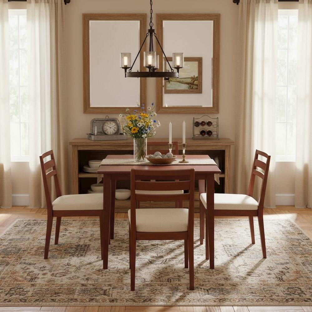 Alt View 1. FurniFact - Mid Century Dining Table In Solid Walnut Finish - Walnut.