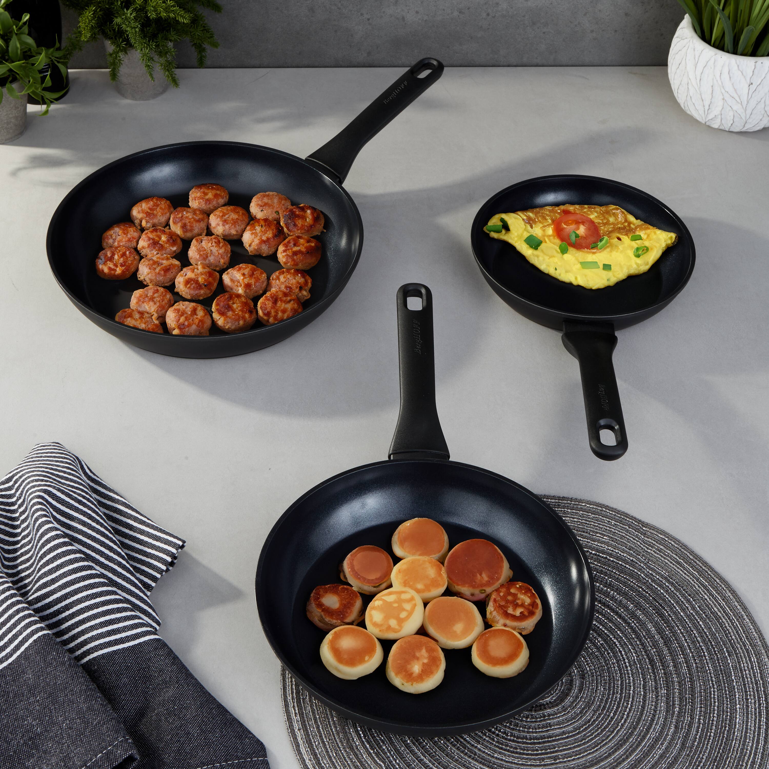 BergHOFF - DiNA Helix 3pc Nonstick Ceramic Fry Pan Set - Black